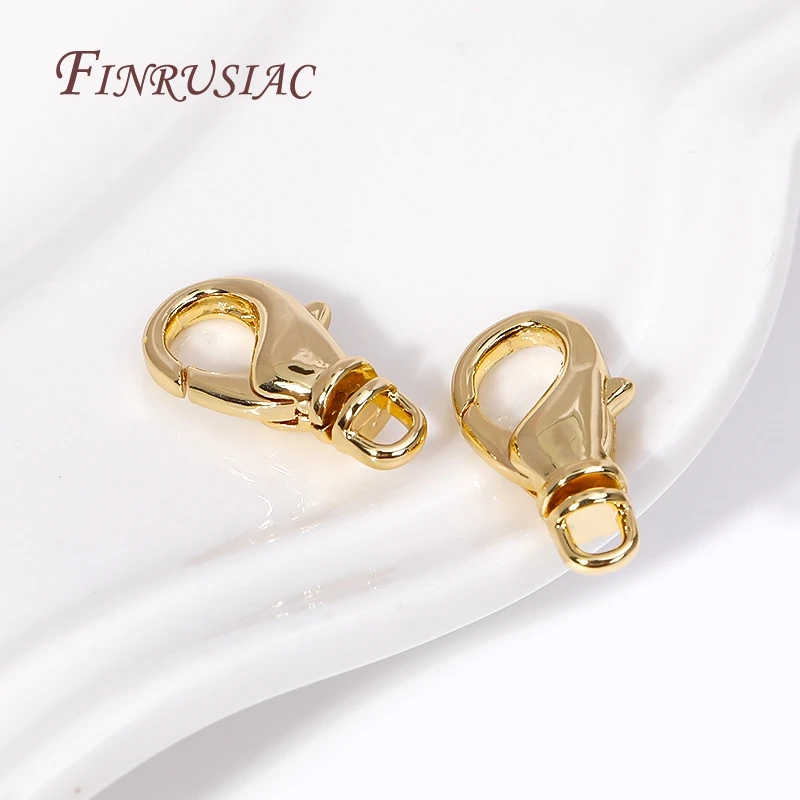 Top Trends: 15.5*8MM 18K Gold Plated Metal Lobster Clasps High Quality Bracelet Connect Clasps For Jewelry Making Supplies DIY Accessories Shoppable Styles