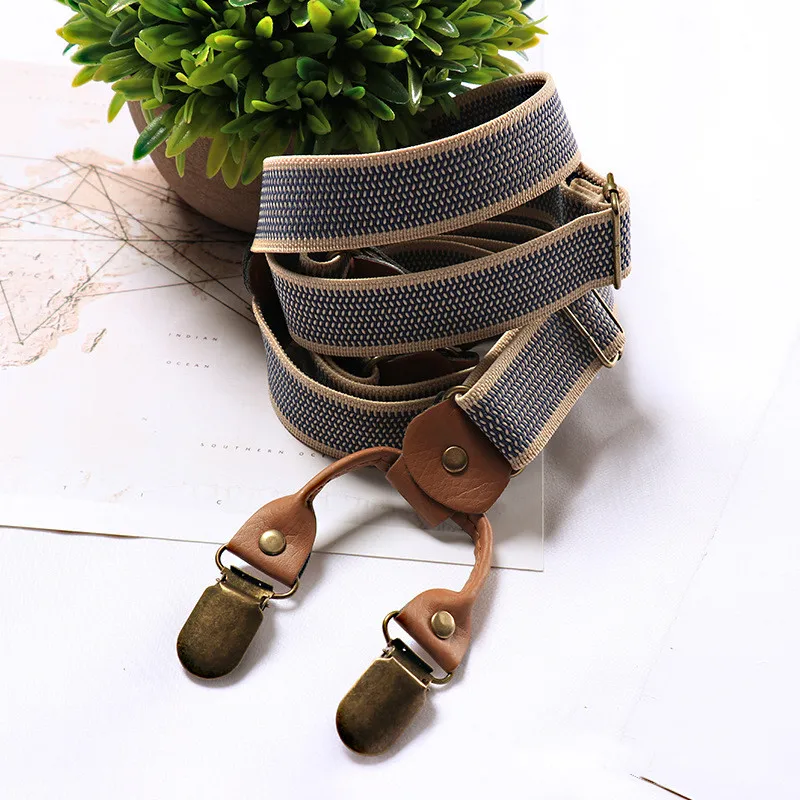 Top Trends: 4 Metal Clip Men's Suspenders Fashion Unisex Y Shape Suspenders British Retro Stretch Adjustable Belt Strap Non-slip Dad Gift Shoppable Styles - Image 3