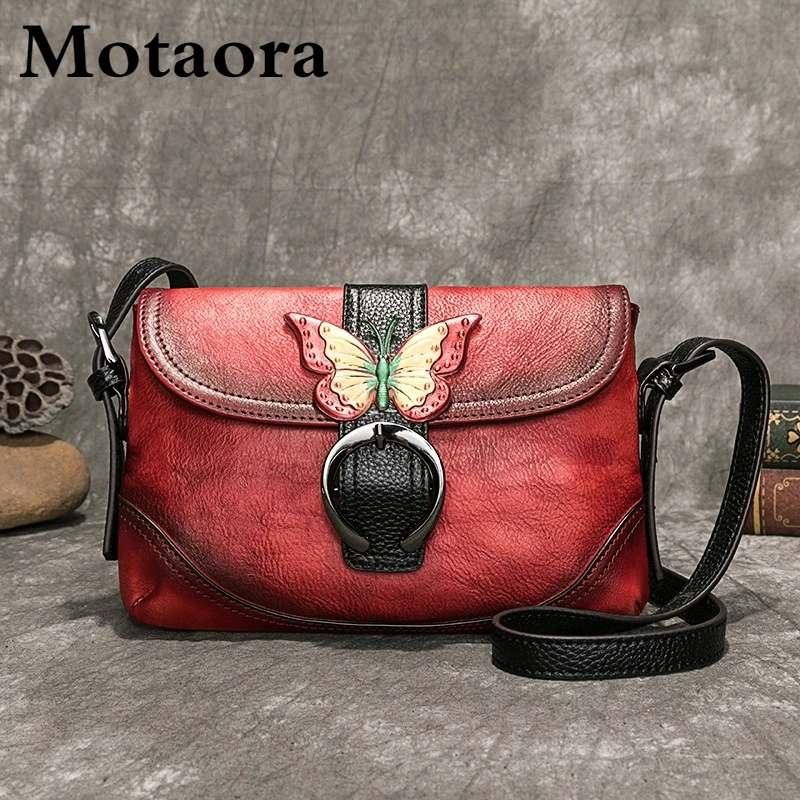 Top Trends: MOTAORA Women Bag Retro Genuine Leather Handbags For Women 2024 New Hand Painted Shoulder Bags Casual Small Messenger Bag Female Shoppable Styles