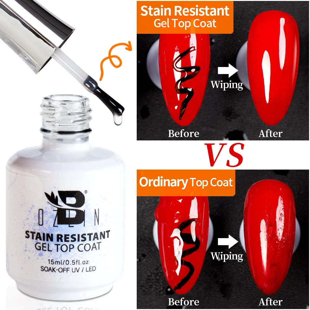 Top Trends: BOZLIN 15ml Stain Resistant Gel Top Coat Nail Polish Semi Permanent Soak Off UV Gel Function Top Coat For Nail Art Manicure Shoppable Styles