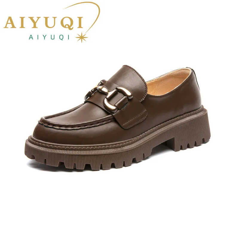 Top Trends: AIYUQI Woman Genuine Leather Loafers Casual Women Student Shoes Slip On Round Toe Platform Footwear Female Shoes Shoppable Styles