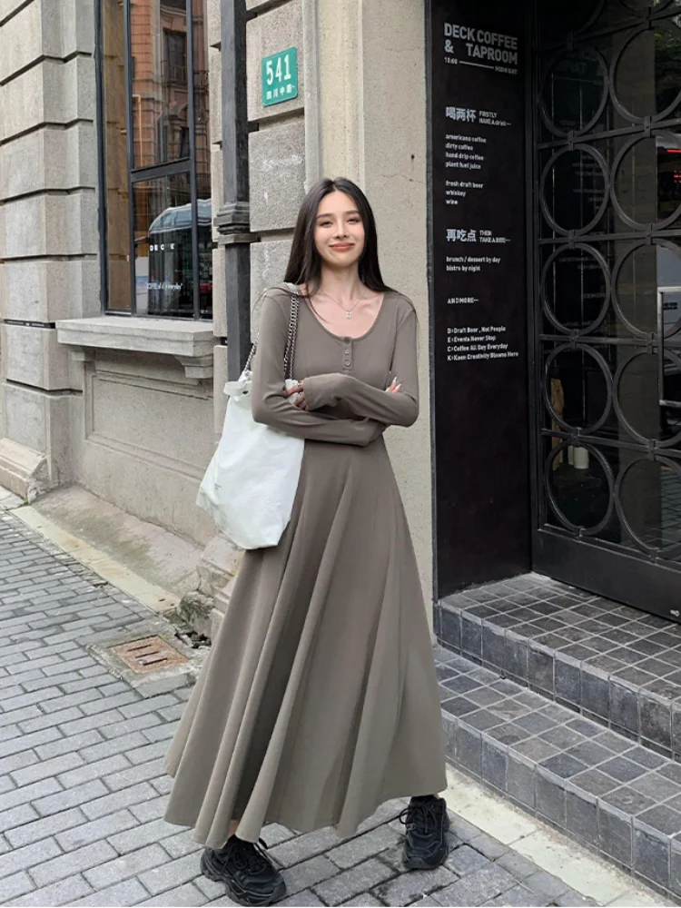 Top Trends: 2023 New Korean Women's Retro Black Long Sleeve Knit Slim Dress Elegant And Stylish Party Dresses Fall Casual Dresses Shoppable Styles