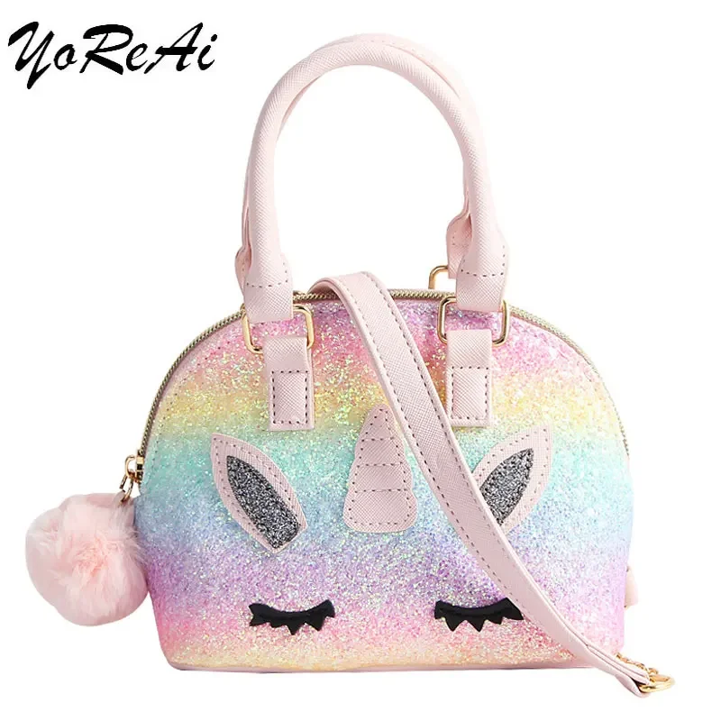 Top Trends: YoReAi Cartoon Bag Designer Handbags High Quality Purses Handbag Luxury Unicorn Rainbow Sequins Purses Shoulder Diagonal Bags Shoppable Styles