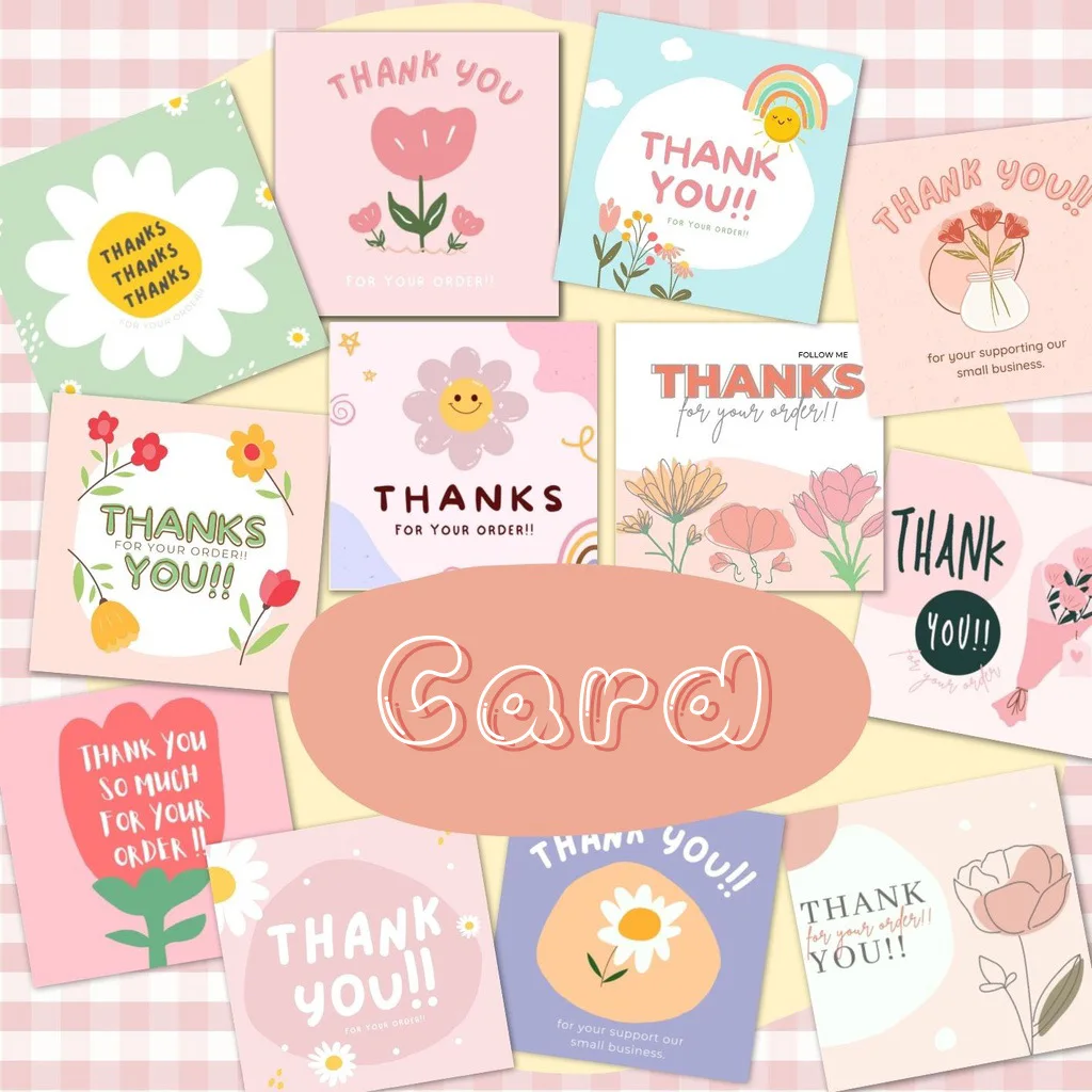 Top Trends: 10 / 50pcs Kawaii Thank You Cards 6x6cm Cartoon Flower Graffiti Card For Small Shop Gift Decoration Card Small Business Purchase Shoppable Styles - Image 2