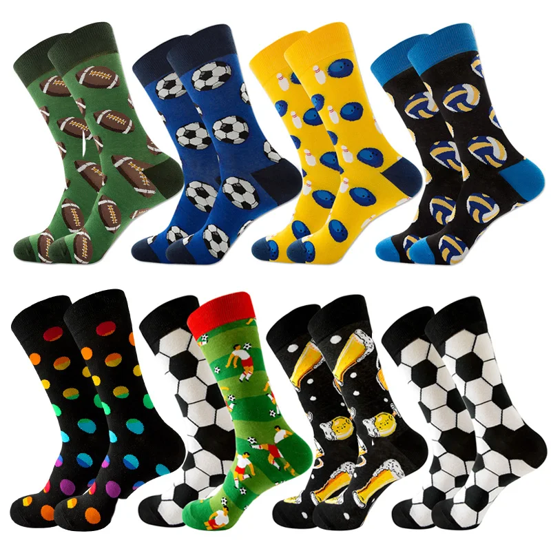 Top Trends: High Quality Combed Cotton Socks Football Tube Beer Dot Funny Happy Men Socks Novelty Skateboard Crew Casual Socks Shoppable Styles