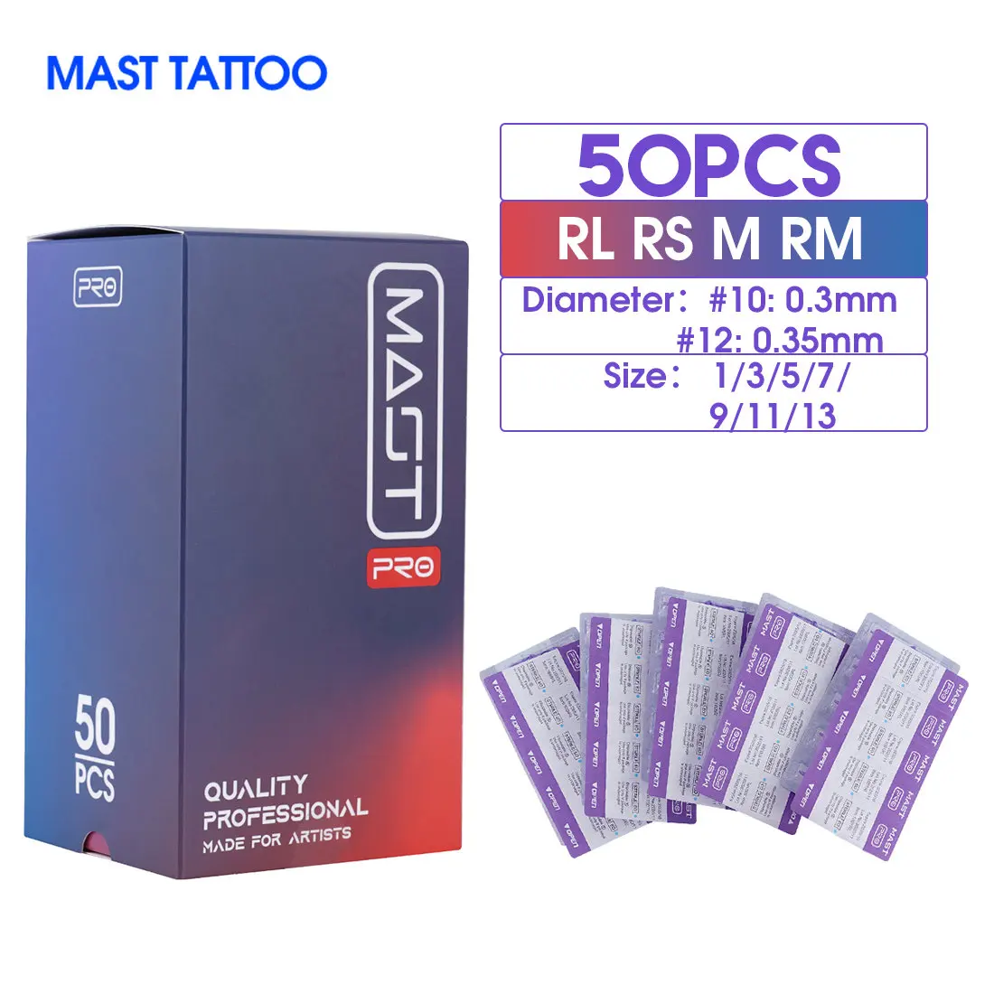 Top Trends: 50pcs / Box Mixed Size RL / RS / RM / M Sterilized Mast Tattoo PRO Cartridge Needles Permanent For Tattoo Machine Supply 0.3mm / 0.35mm Shoppable Styles