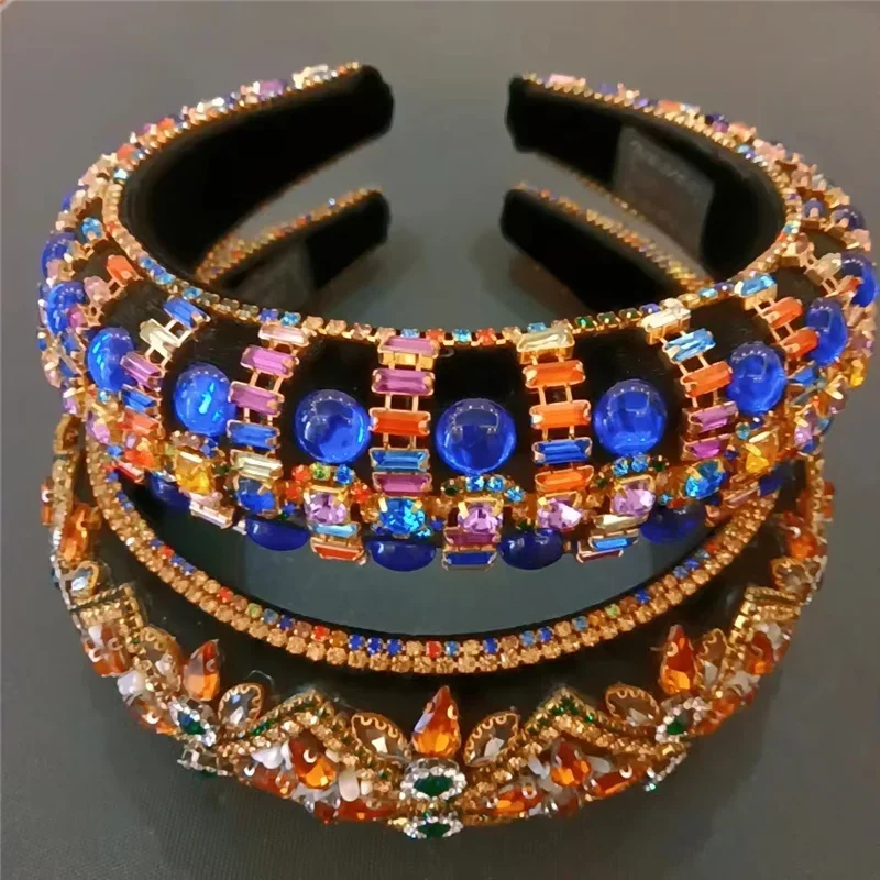 Top Trends: Vintage Baroque Rhinestone Headband Geometric Crystal Hairband Headdress Personality Prom Catwalk Bridal Headbands For Women Shoppable Styles