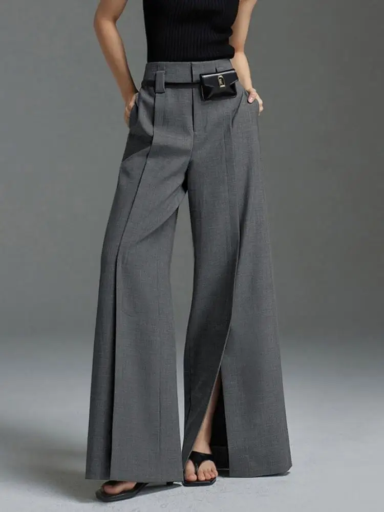 Top Trends: Lemongor Urban Office Lady Fashion Split-Front Pleated Wide Leg Suit Pants Spring Autumn High-Waisted Casual Trousers For Women Shoppable Styles - Image 4