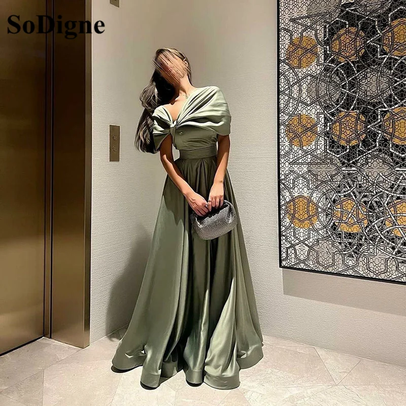 Top Trends: SoDigne Saudi Arabic Women Cap Sleeves Long Prom Dresses Floor Length Evening Gown Dubai Satin Plus Size Formal Dress Shoppable Styles