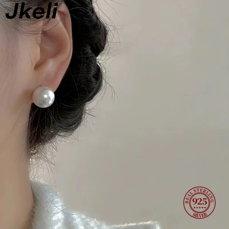 Top Trends: Jkeli Wholesale Natural White 8-12mm Freshwater Pearl And 925 Sterling Silver Stud Earrings For Women One Pair Shoppable Styles - Image 2