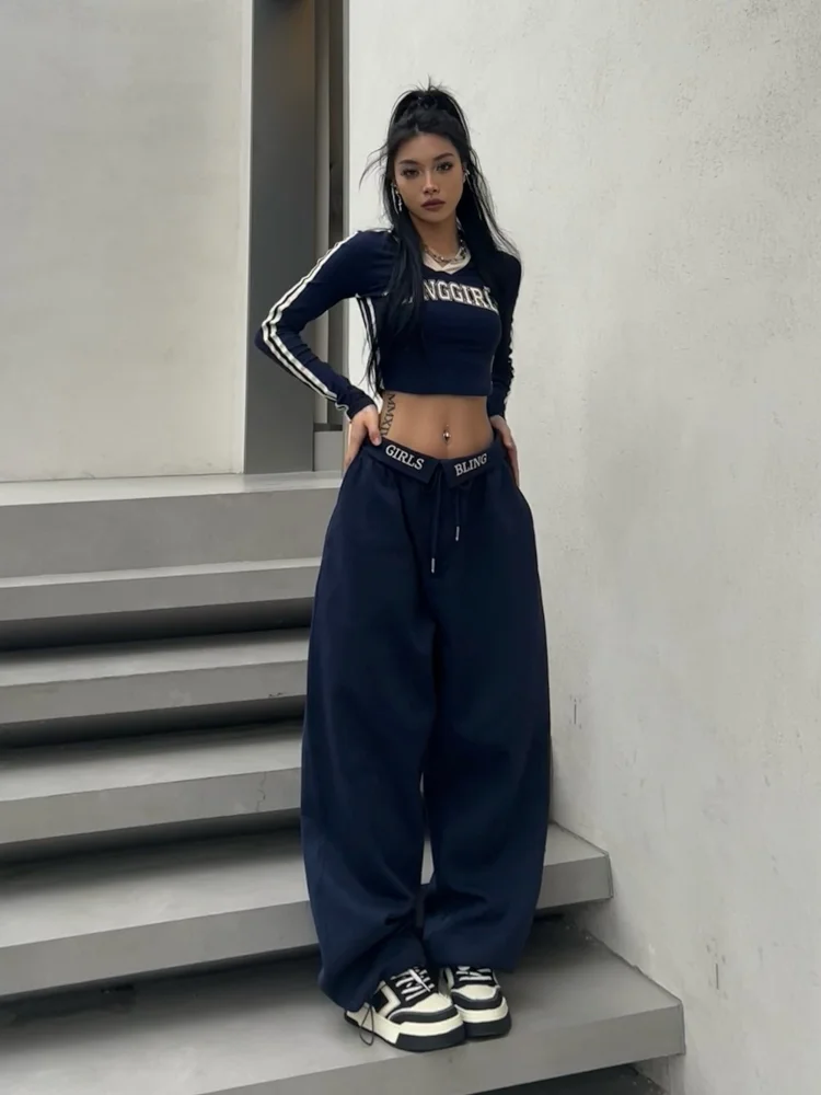 Top Trends: HOUZHOU Women Sweatpants Oversized Y2k American Vintage Hip Hop Style Casual Wide Leg Sports Trousers Female Korean Streetwear Shoppable Styles