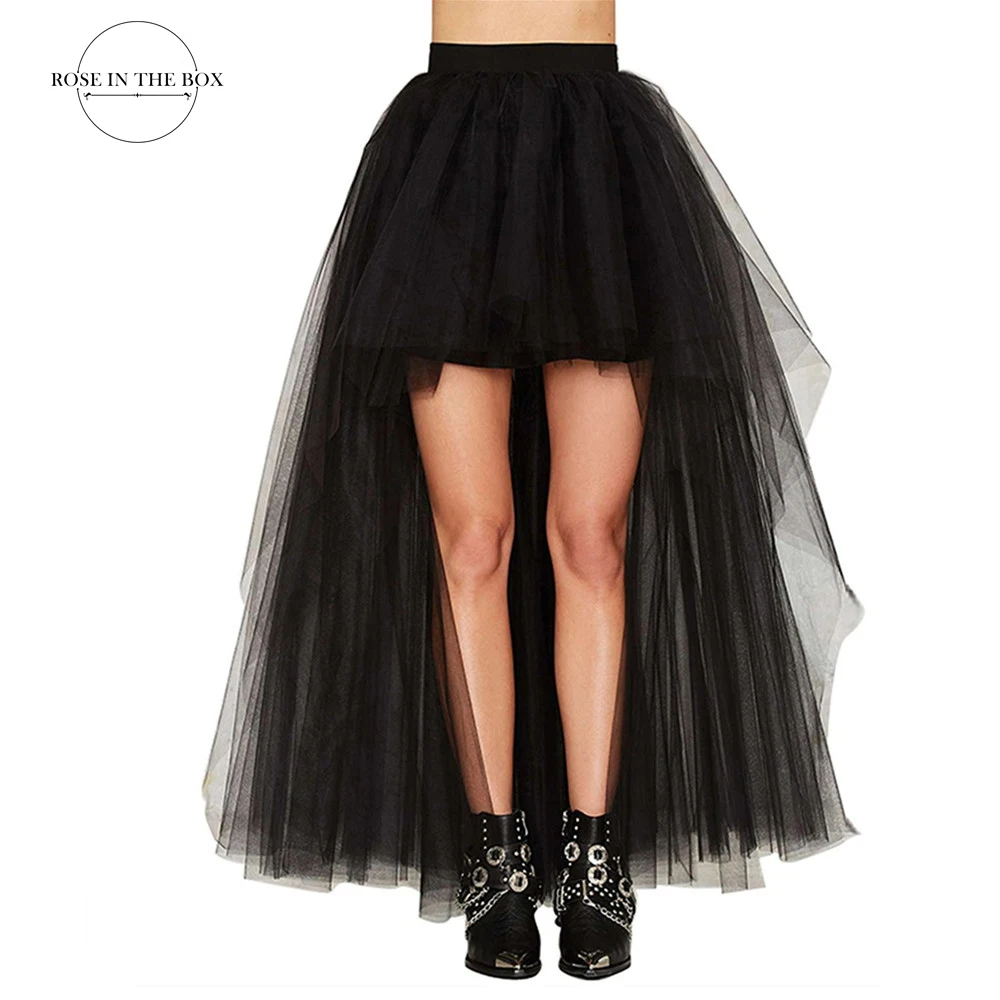 Top Trends: Women's Hi-Lo Long Tulle Skirt Four Layer Puffy Petticoat Black Tutu Skirt Dance Ballet Skirt Sexy Jupon For Party Shoppable Styles