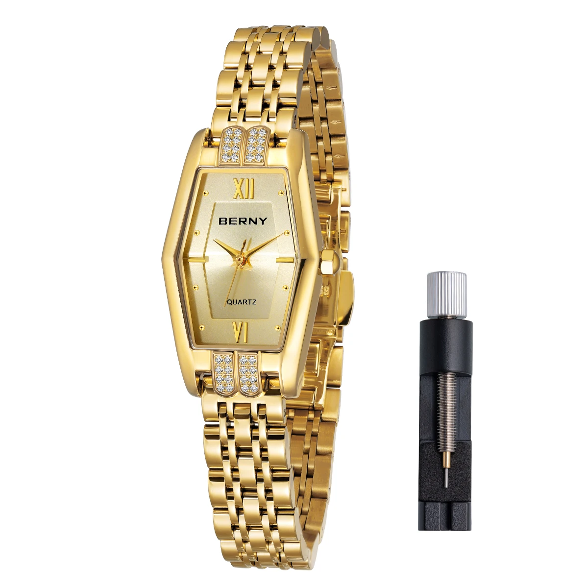 Top Trends: Berny Ladies Gold Wristwatch Fashion Diamond Watch Women Quartz Watches Luxury Stainless Steel High Accuracy Waterproof Watches Shoppable Styles