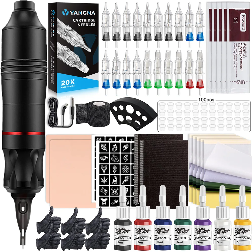 Top Trends: Professional Tattoo Machine Pen Kit With Cartridges Needles Inks Rotary Tattoo Machine Set For Permanent Makeup Beginner Kit Shoppable Styles