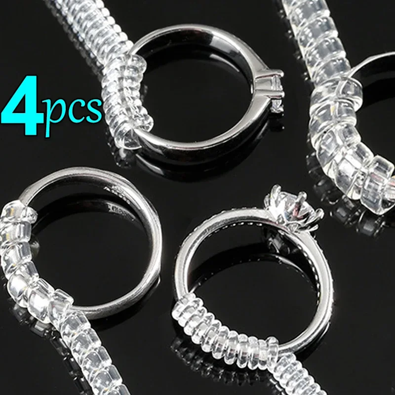 Top Trends: 4pcs / Set Jewelry Tools Spiral Based Ring Size Reducer Ring Invisible Transparent Tightener Resizing Tool Jewelry Guard Shoppable Styles