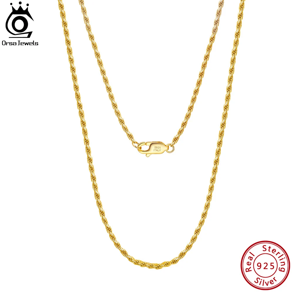 Top Trends: ORSA JEWELS 18K Gold Over Authentic 925 Sterling Silver 1.7mm Diamond-Cut Rope Chain Necklace For Man Woman Twist Chain SC29 Shoppable Styles