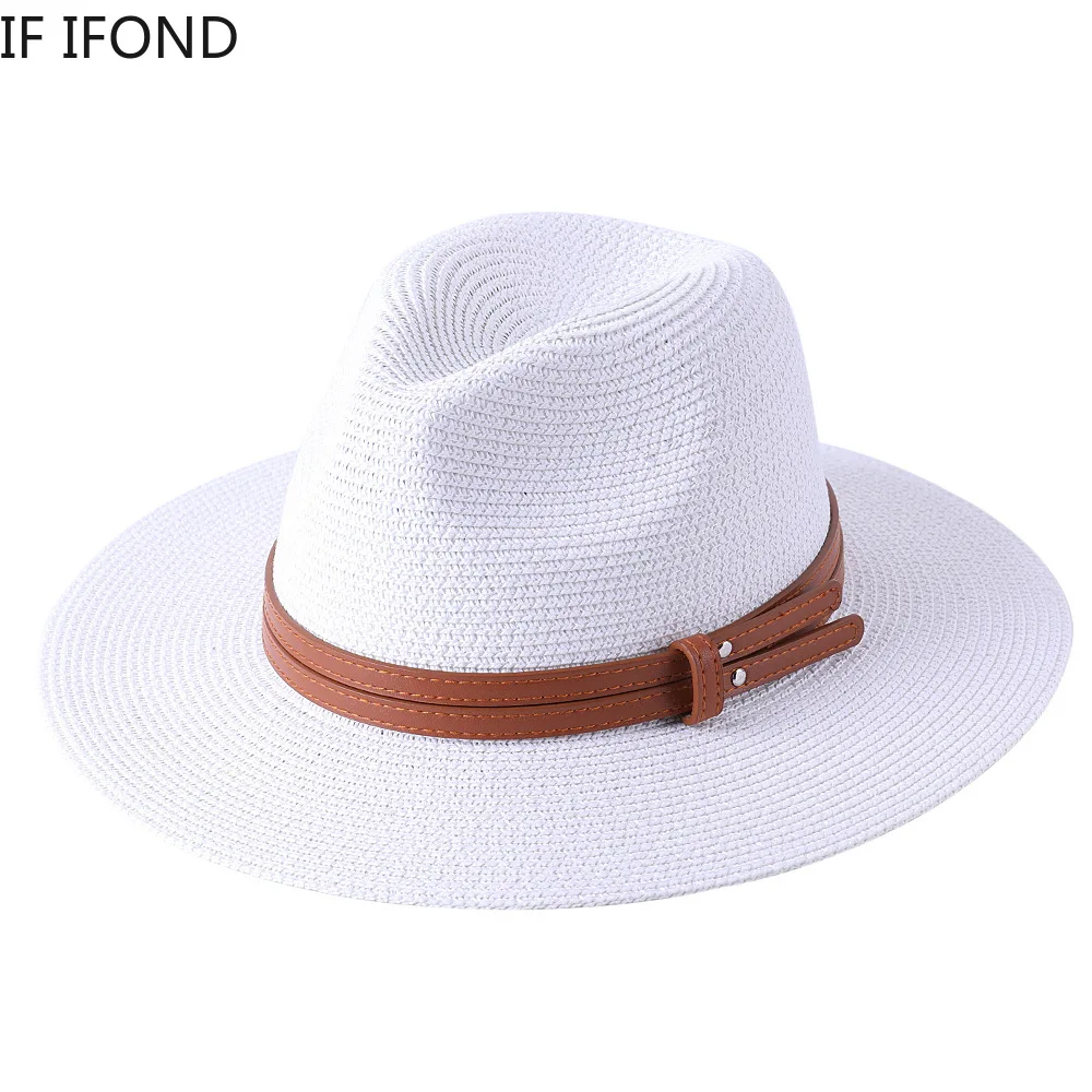 Top Trends: 56-58-59-60CM New Natural Panama Soft Shaped Straw Hat Summer Women / Men Wide Brim Beach Sun Cap UV Protection Fedora Hat Shoppable Styles