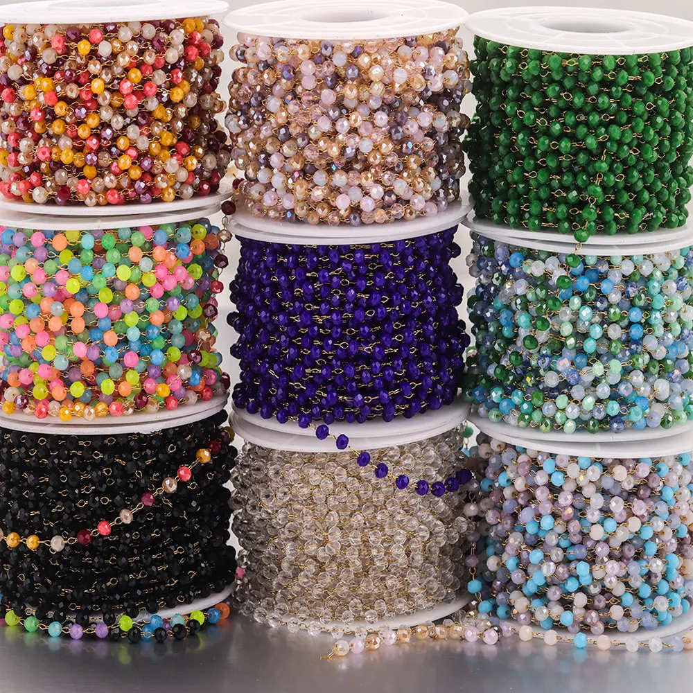 Top Trends: 1metre Stainless Steel Beads Ball Chain For Jewelry Making Supplies Colorful Crystal Faceted Cable Rolo Chains DIY Necklace Bulk Shoppable Styles