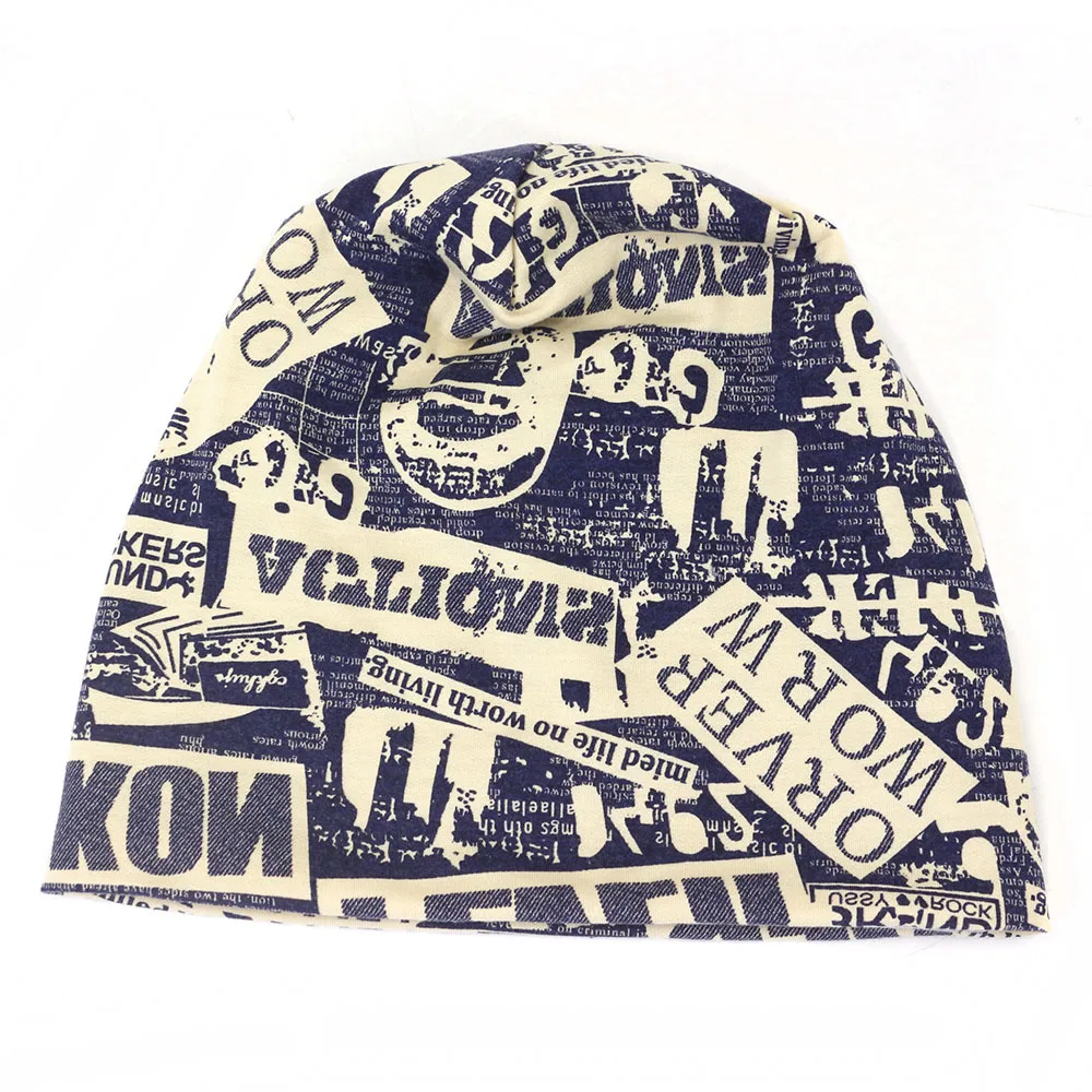 Top Trends: Hip Hop Men's Goth Skullies Beanies Letter Graffiti Spring Bonnet Hat Knit Cap Streetwear Women's Cotton Head Wrap Shoppable Styles - Image 2