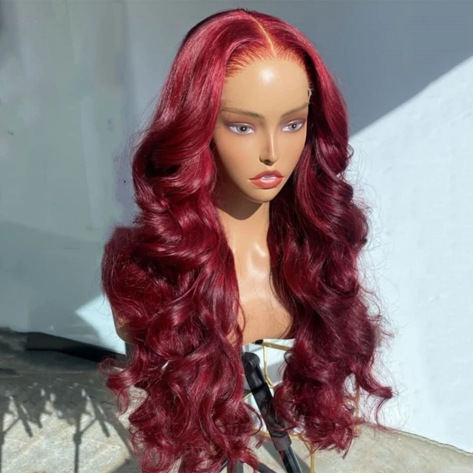 Top Trends: 99j Burgundy 13x4 Lace Front Human Hair Wig Brazilian Red Colored Wigs Hd Transparent Body Wave 13x6 Human Hair Lace Frontal Wig Shoppable Styles