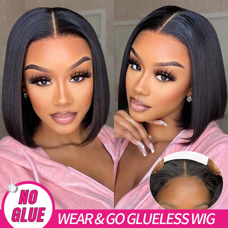 Top Trends: VSHOW Hair Short Straight Bob Wig Lace Front Human Hair Wig Without Glue For Women Brazilian Wear And Go 4X6 Lace Closure Wig Shoppable Styles