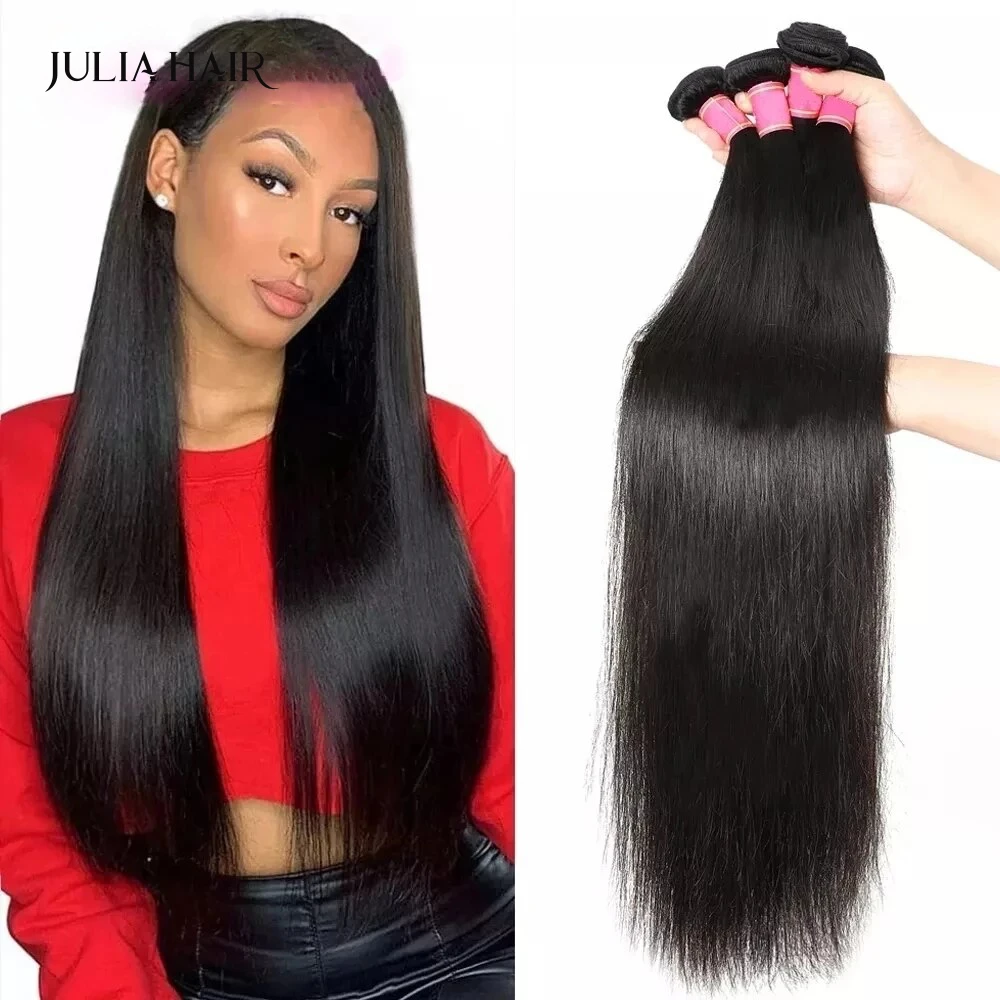 Top Trends: Brazilian Straight Human Hair Bundles 8" To 30" Ali Julia Remy Hair 1 / 3 / 4 Bundles Deals 100% Remy Human Hair Weave Extensions Shoppable Styles