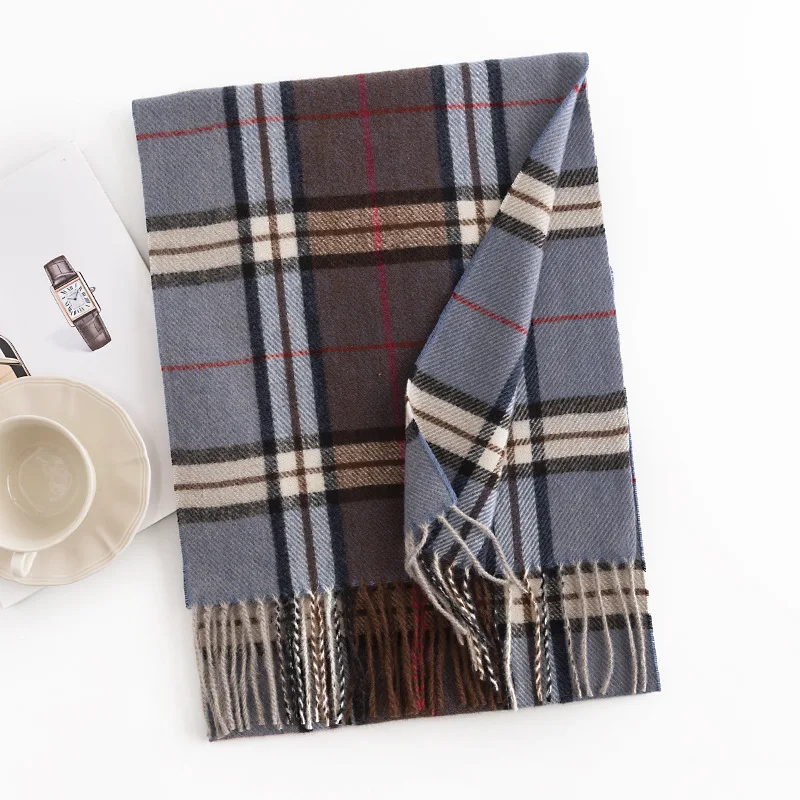 Top Trends: Checkered Pattern Fashion Trend Men's Scarf Imitation Cashmere Autumn And Winter Commuting Cold Prevention High-end Feel Shawl Shoppable Styles - Image 6