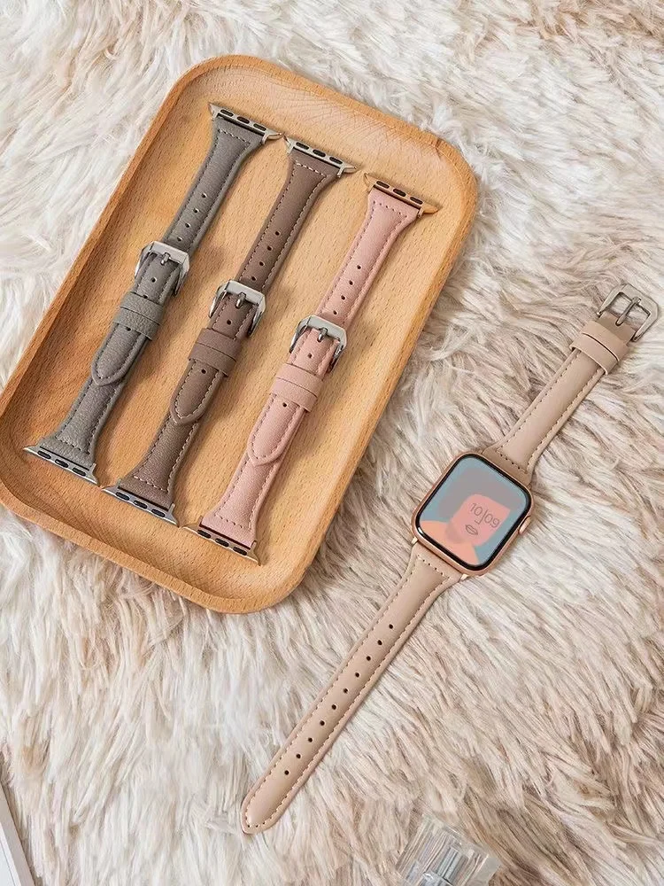 Top Trends: Slim Leather Strap For Apple Watch Ultra Band 49mm Series 7 8 41 / 45mm Correa 38 / 42mm Women Bracelet IWatch SE 6 5 4 3 40mm / 44mm Shoppable Styles