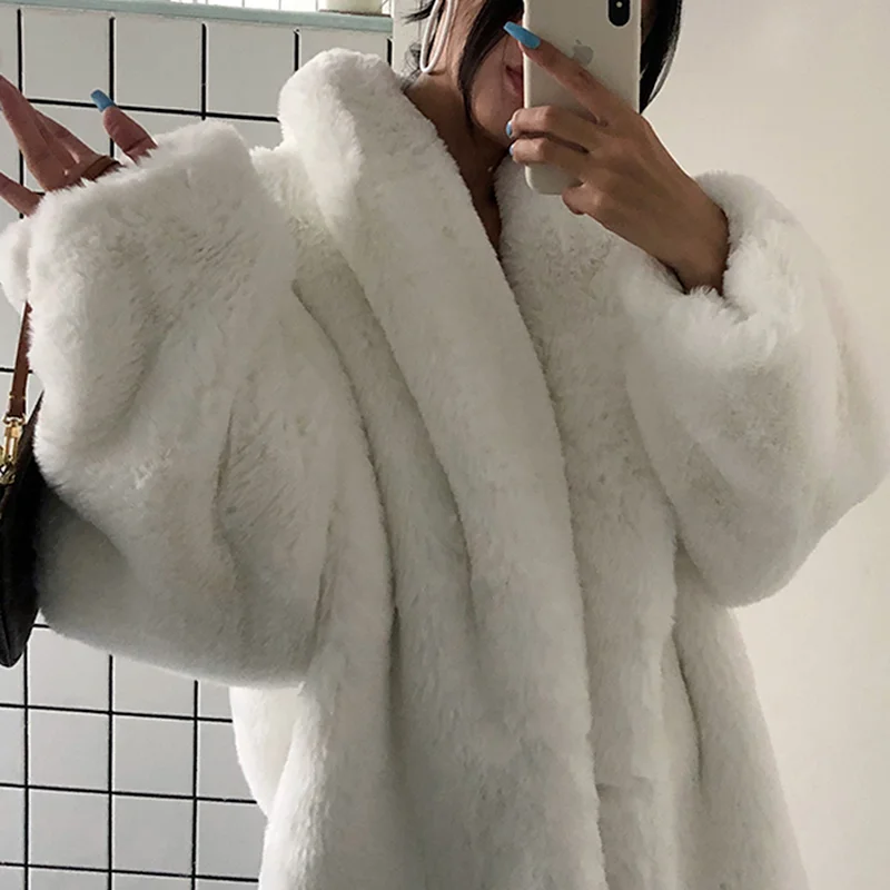 Top Trends: White Fur Jacket Winter Oversized Thick Warm White Fluffy Faux Fur Coat Women Loose Casual Stylish Korean Fashion Streetwear Shoppable Styles