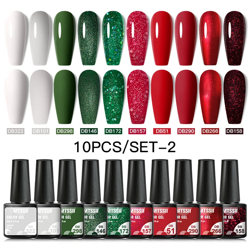 Top Trends: Mtssii 10 / 12 / 4 / 6Pcs Christmas Gel Nail Polish Set Kit Glitter Winter 150 Colors UV LED Nail Art Gel Semi Permanent Base Top Coat Shoppable Styles