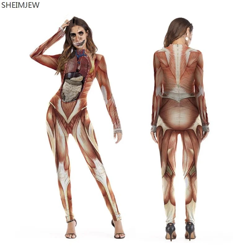 Top Trends: Elastic Human Anatomy Body Bodysuit Halloween 3D Party Muscle Printed Jumpsuit Cosplay Costume Catsuit Economics 2023 Shoppable Styles