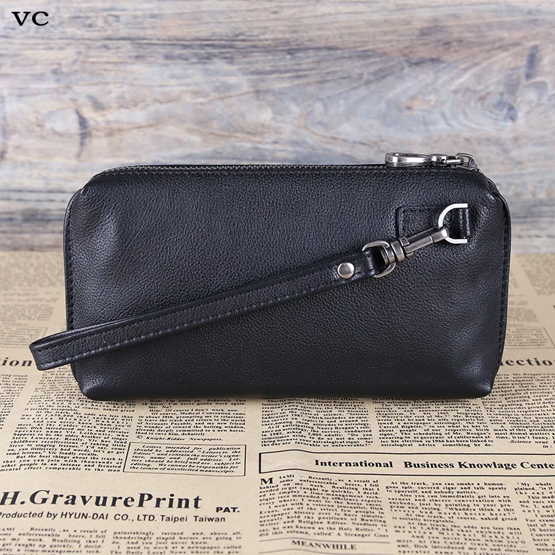 Top Trends: Leather Clutch Bag Men&#039;s Casual Business Grab Baotou Layer Cowhide Trend Long Clutch Bag Large Capacity Wallet Shoppable Styles