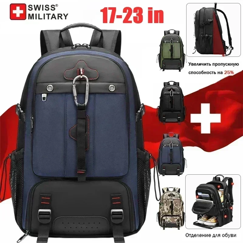 Top Trends: SWISS MILITARY Mens Backpack Travel Expandable USB Bag Waterproof Large Capacity 80L Travel Hiking Climbing Backpacks Mochila Shoppable Styles