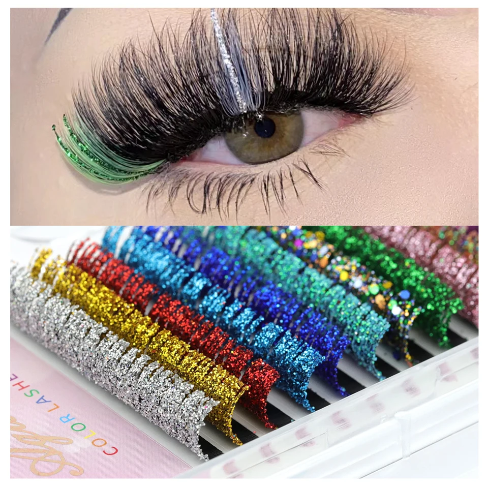 Top Trends: NEW Mix Colors Glitter Eyelash Extension Fashion Shiny Colorful False Lashes Russian Volume Individual Lash For Makeup Supplies Shoppable Styles