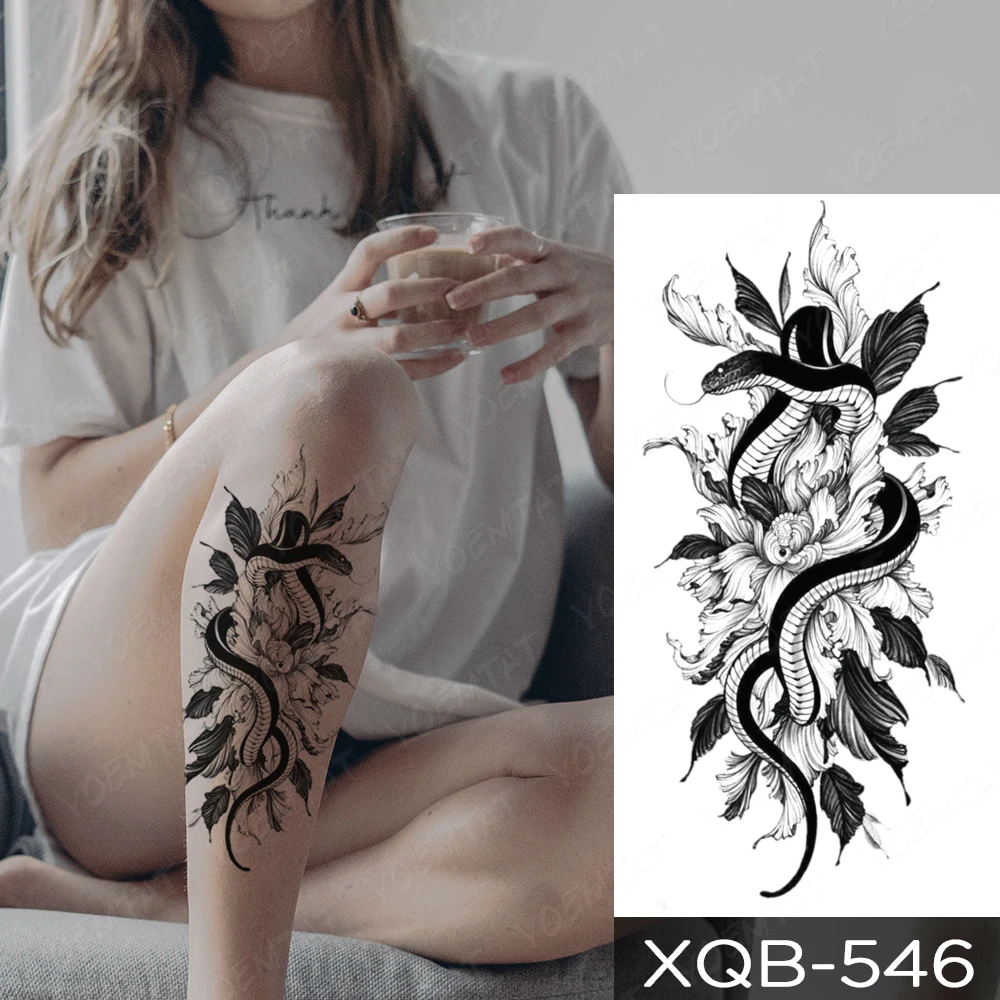 Top Trends: Dragon Transfer Waterproof Temporary Tattoo Sticker Black Snake Peony Rose Flowers Flash Tatto Arm Body Art Fake Tatoo Women Men Shoppable Styles - Image 5