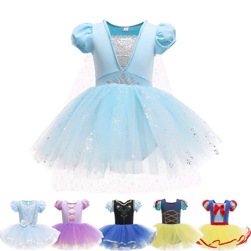 Top Trends: 3-10 Years Girl Elsa Anna Sofia Snow White Rapunzel Dress Costume Kids Summer Tutu Ballet Dance Dress Fancy Girl Princess Dress Shoppable Styles