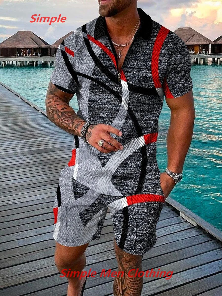 Top Trends: Summer Simple Retro Style Short Sleeved Polo Shirt Beach Shorts 2 Piece Sets Tracksuit Men's 3D Printed Casual Sports Suit Shoppable Styles - Image 6