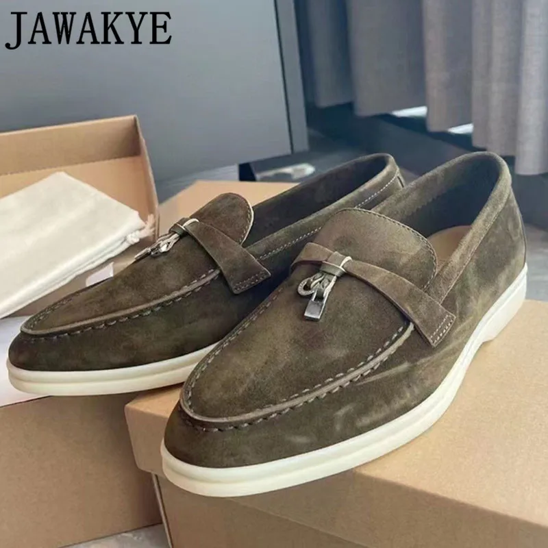 Top Trends: JAWAKYE Men's Lazy Loafers Top Quality Slip On Genuine Leather Suede Loafers Leisure Mules Couple Shoes Driving Walk Men Shoes Shoppable Styles