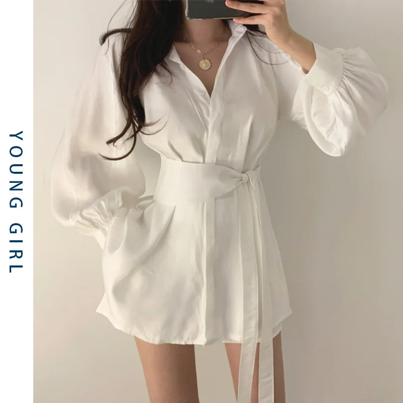 Top Trends: Spring White Blouses Women Casual Simple Long Sleeve Shirts Elegant Office Shirt Korean Female Commute Slim Basic Top Shoppable Styles