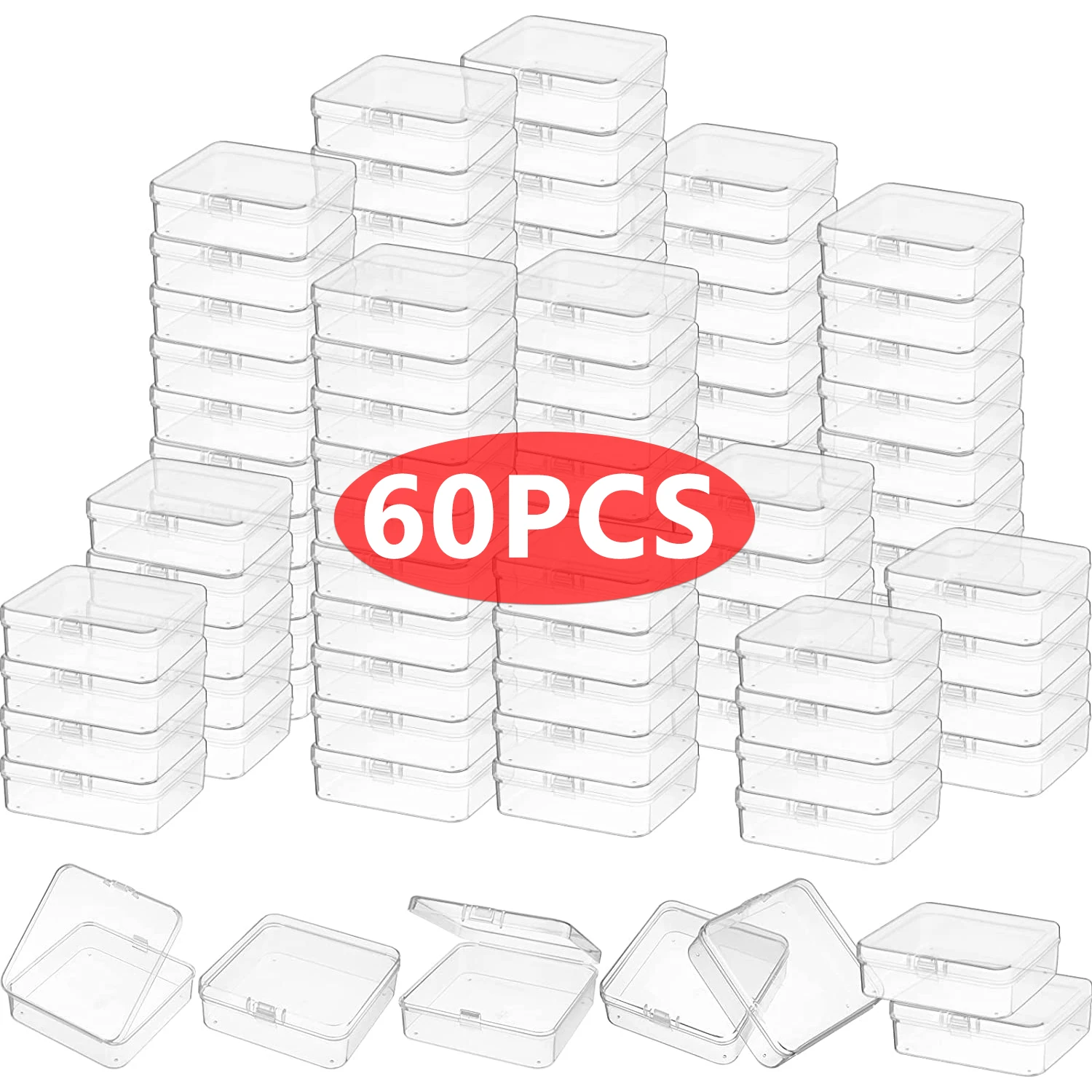 Top Trends: 60PCS Small Boxes Square Transparent Plastic Jewelry Storage Case Finishing Container Packaging Storage Box For Earrings Rings Shoppable Styles