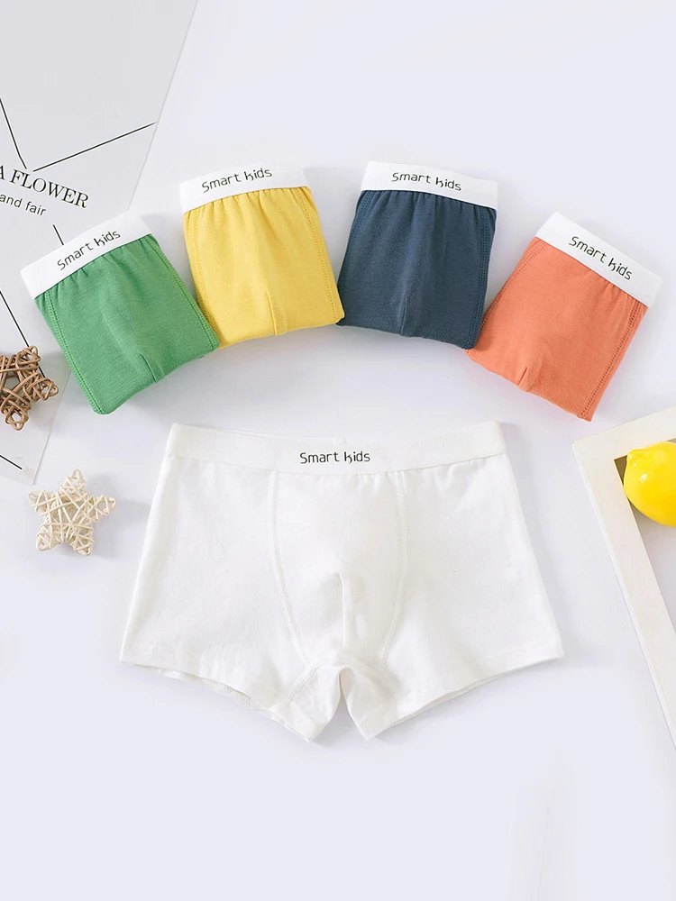 Top Trends: LJMOFA 5pcs 3-12T Kids Boxer Solid Color Classics Boy Underwear Soft Cotton Student Shorts Pants Comfortable Innerwear B168 Shoppable Styles - Image 2