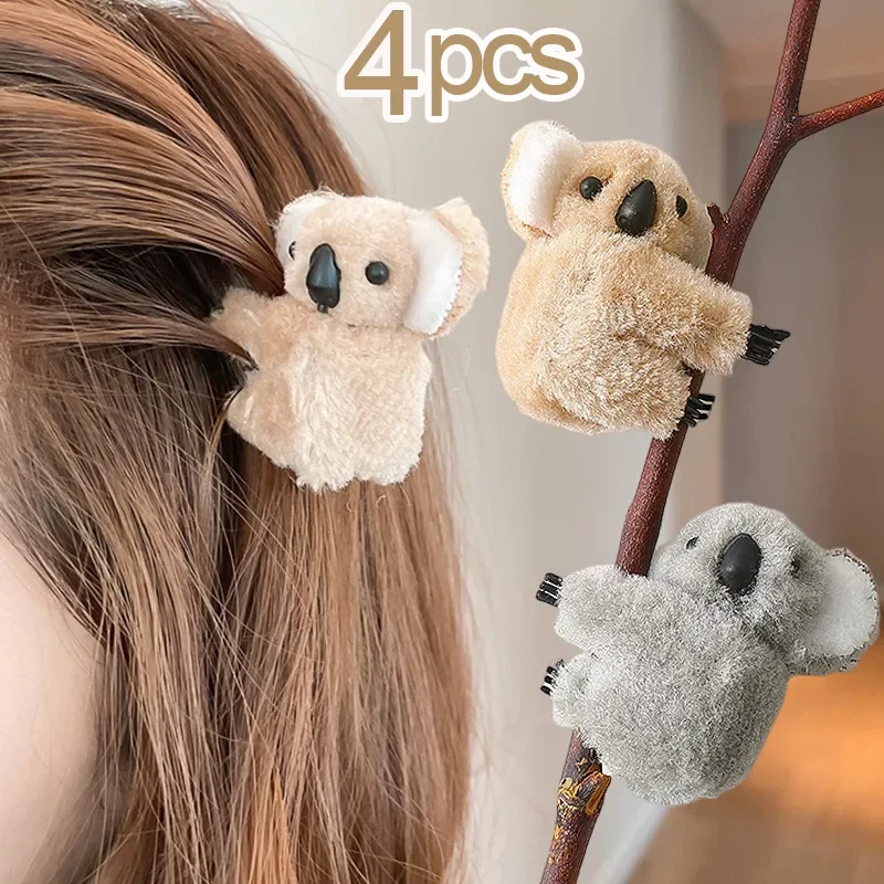 Top Trends: Children Cute Plush Koala Bear Animal Claw Clip Autumn Winter Soft Shark Hair Clips Women Girls Bangs Ponytail Hairpin Headwear Shoppable Styles