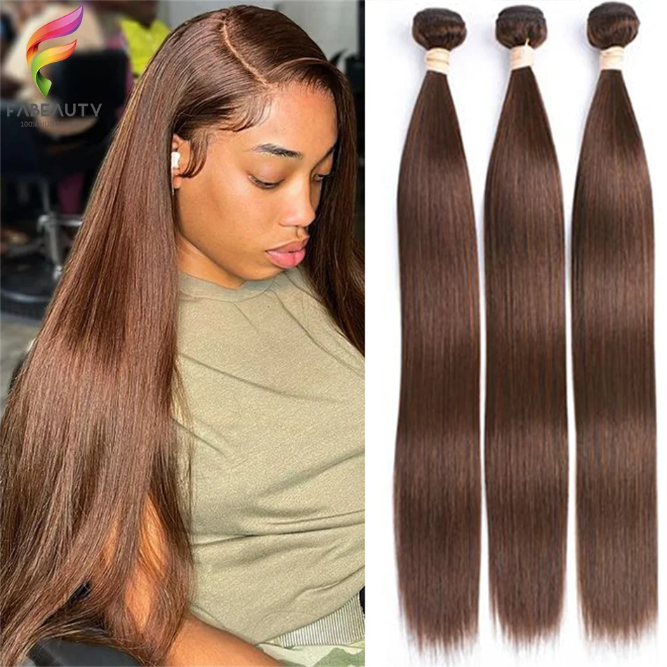 Top Trends: #4 Brown Colored Straight Human Hair Bundles Brazilian Human Hair Weave Extensions For Black Women 1 / 3 / 4 Bundles Wholesale Shoppable Styles