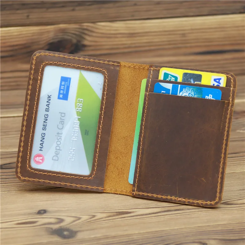 Top Trends: Vintage Men&#039;s Genuine Leather Credit Card Wallet Small ID Card Holders Wallets Money Bag Case Mini Real Leather Purse For Male Shoppable Styles