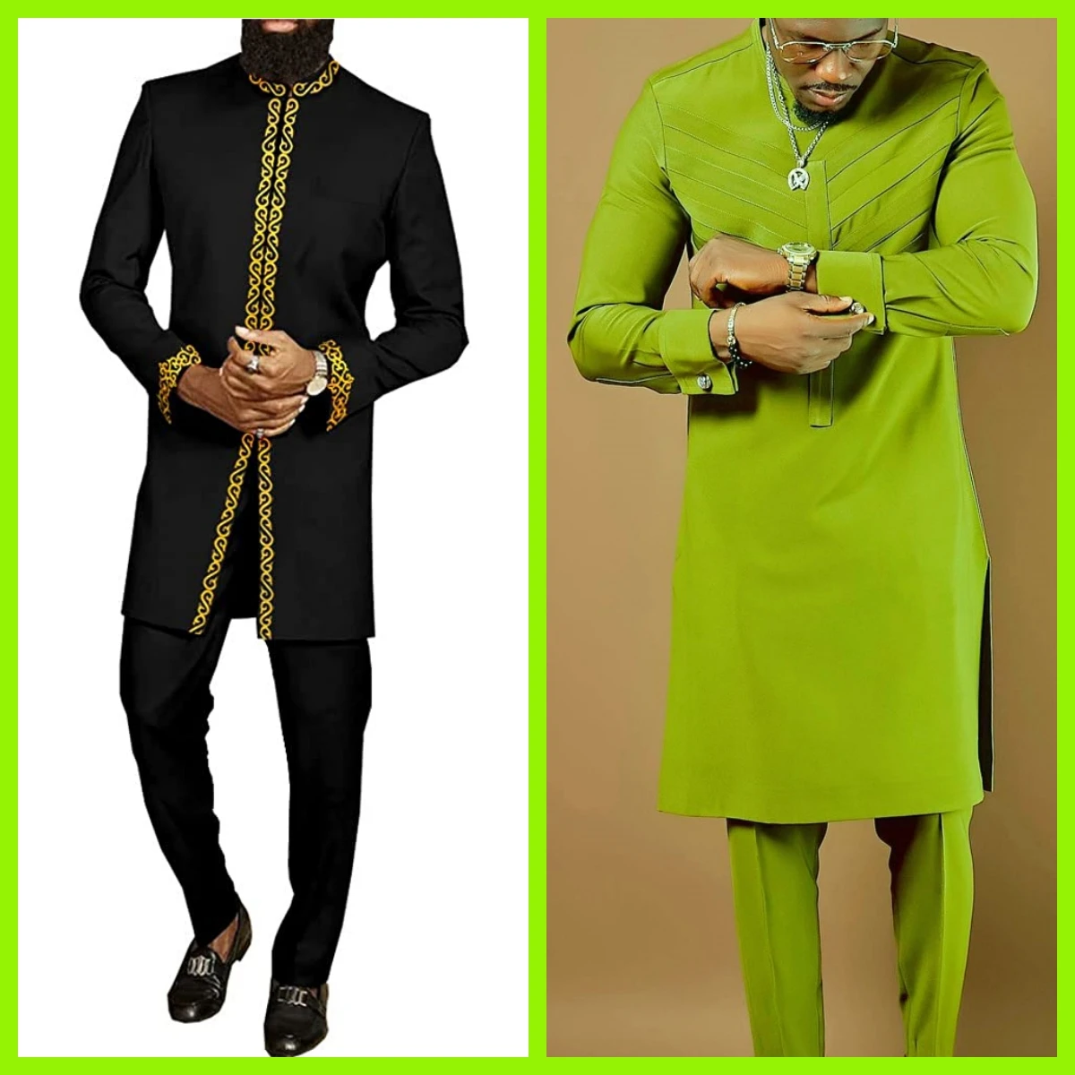 Top Trends: 2024 New Men&#039;s Elegant Suit Men&#039;s Pants Two-piece Set Round Neck Solid Color Stitching Long Sleeve Party Social Ethnic Dress Shoppable Styles