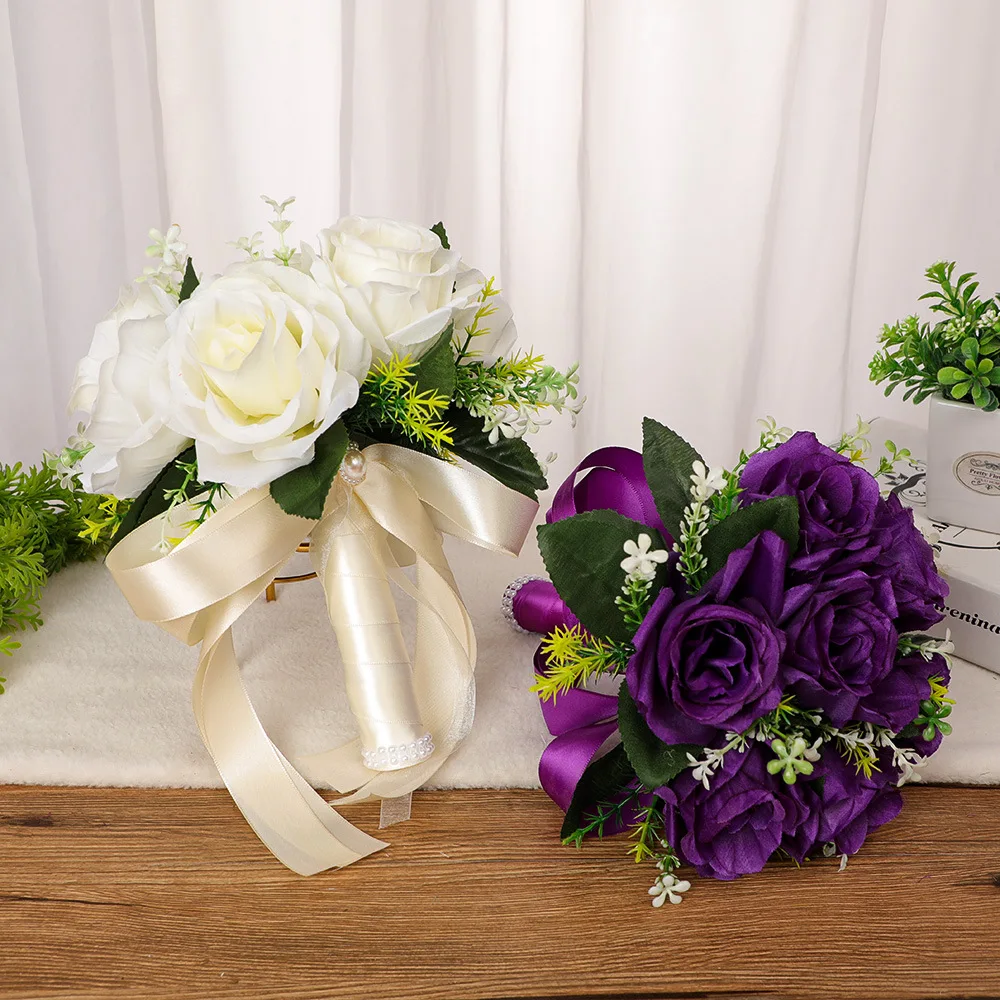 Top Trends: Western Style Wedding Bouquet Silk Flower Simulation Rose Bouquet Small Size New Sen Style Bride Bouquet Shoppable Styles