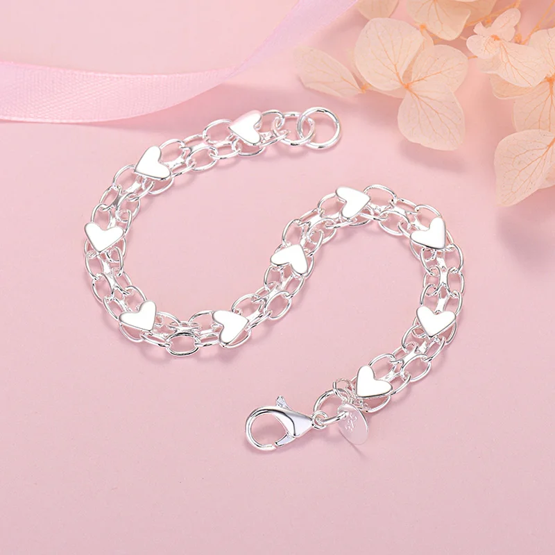 Top Trends: New Luxury 925 Sterling Silver Classic Heart Bracelets For Women Lady Fashion Designer Jewelry Wedding Party Birthday Gifts Shoppable Styles