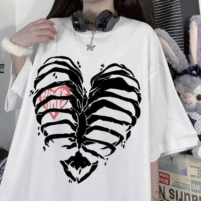 Top Trends: Women's T-shirt Harajuku Y2K Top Harajuku Retro Korean Style Black Demon Punk Gothic Anime Print Slim Fit Thin T-Shirt Clothes Shoppable Styles - Image 4