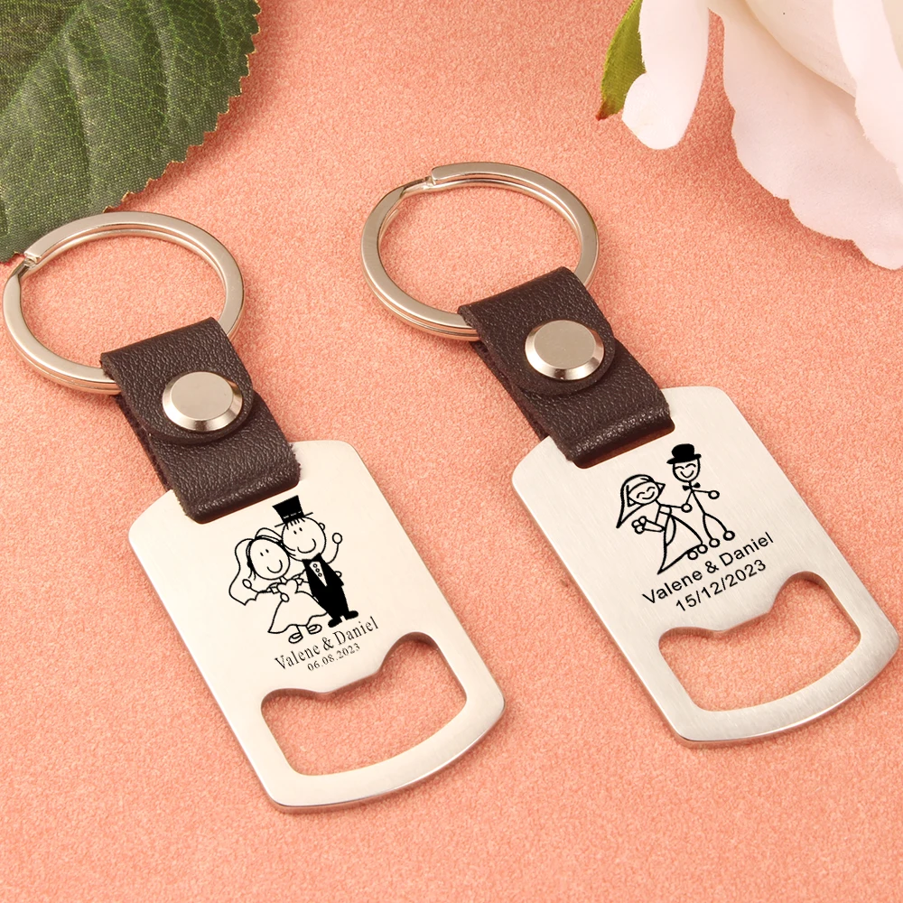 Top Trends: Custom Bottle Opener Name Date Keychain Laser Engraved Steel And Leather Keyring Holy Communion Baptism Wedding Gifts For Guests Shoppable Styles