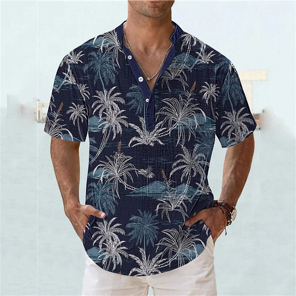 Top Trends: New Hawaiian Shirts For Mens 3D Coconut Tree Print Short Sleeve Shirt Blouse Beach Oversized Tee Henley Shirt Men Clothing 2023 Shoppable Styles